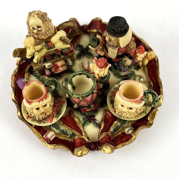 VTG Christmas Miniature Tea Set Santa Elves Workshop Resin Figurines intricate - Picture 5 of 16